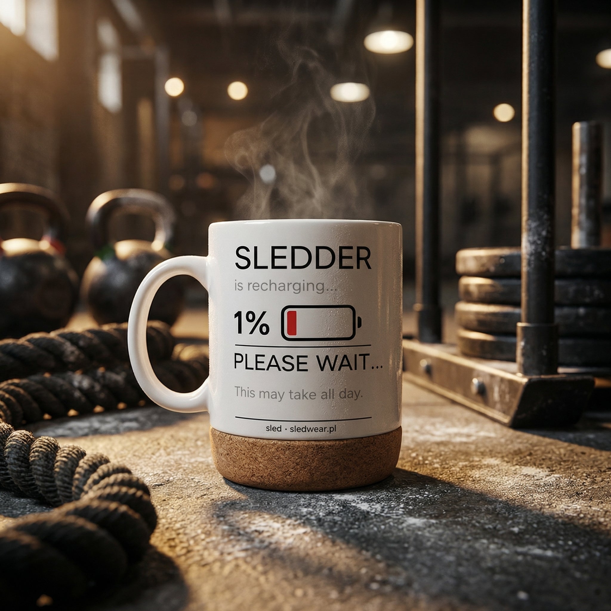 SLEDDER IS RECHARGING  Kubek korkowy